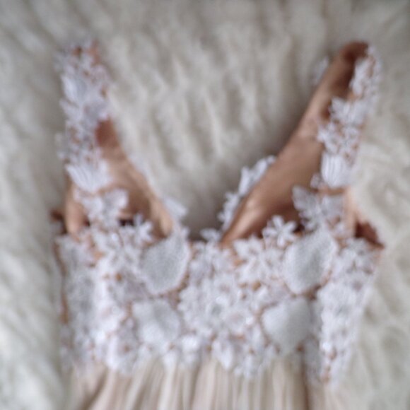 NWOT Jovani SILK mini dress 6 Pastel Spring Chic Feminine Floral Lace Romantic - Picture 11 of 11